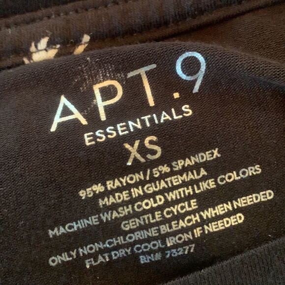 NWT Apt 9 Black Tank With Small White Palm Tree Print XS - Picture 5 of 6